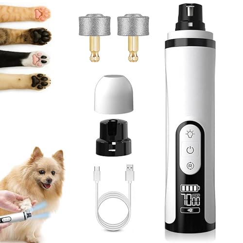 Generisch 2025 Upgraded Nail Grinder Cordless, Nail Trimmer for Dogs and Cats with LED Light & 3 Speeds, 2000mAh USB Rechargeable Dog Nail Trimmer for Thick Nails (1pc+2 Heads) von Generisch