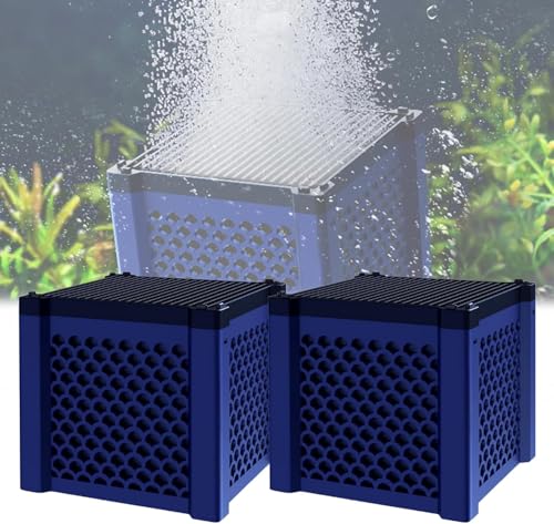Generisch Aktivkohle Aquarium, Filter Natur Würfel, Wiederverwendbares Aquarium Zubehör, Wassertrog Purifier Cube, Aktivkohlefilter Pferdetränke, für Teiche, Aquarium, Vorratstank (Blau-2PC) von Generisch