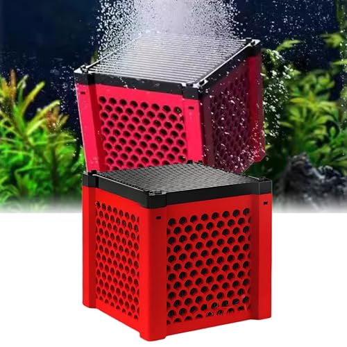 Generisch Aktivkohle Aquarium, Filter Natur Würfel, Wiederverwendbares Aquarium Zubehör, Wassertrog Purifier Cube, Aktivkohlefilter Pferdetränke, für Teiche, Aquarium, Vorratstank (Rot-1PC) von Generisch