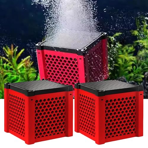 Generisch Aktivkohle Aquarium, Filter Natur Würfel, Wiederverwendbares Aquarium Zubehör, Wassertrog Purifier Cube, Aktivkohlefilter Pferdetränke, für Teiche, Aquarium, Vorratstank (Rot-2PC) von Generisch