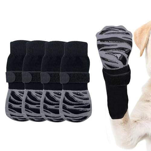 Hundesocken Anti Rutsch, 2 Paar rutschfeste Hundesocken mit verstellbaren Klettverschlüssen, Pfotenschutz für kleine und mittelgroße Hunde, für Innen- und Außenbereiche geeignet von Generisch