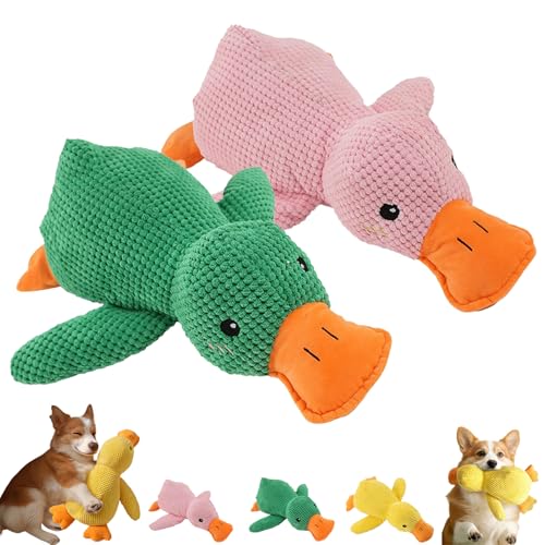 Generisch Biovet Md Duck Toy, Quacko Calming Duck Toy, Cute No Stuffing Quacking Ducks for Indoor, Chew-Resistant & Machine-Washable, for Dogs (Pink+Green,Large) von Generisch