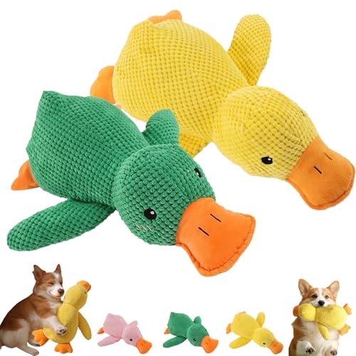 Generisch Biovet Md Duck Toy, Quacko Calming Duck Toy, Cute No Stuffing Quacking Ducks for Indoor, Chew-Resistant & Machine-Washable, for Dogs (Yellow+Green,Large) von Generisch