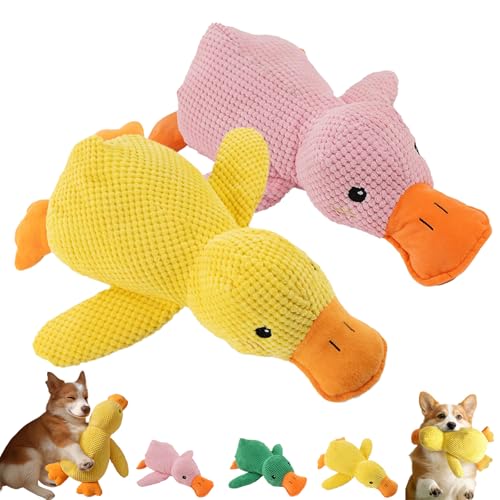Generisch Biovet Md Duck Toy, Quacko Calming Duck Toy, Cute No Stuffing Quacking Ducks for Indoor, Chew-Resistant & Machine-Washable, for Dogs (Yellow+Pink,Large) von Generisch