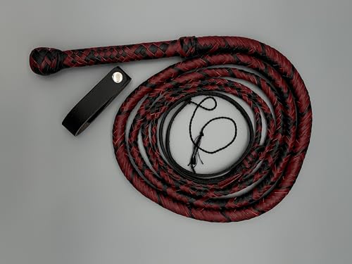 Generisch Bullenlederpeitsche Bullwhip in Schwarz/Bordeaux, 3FT-10FT (8FT ~ 244cm) von Generisch