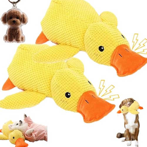 Generisch Calming Duck for Dogs Anxiety, Calming Duck Toy for Dogs, Yellow Ducks Dog Toy,Yellow Stuffed Duck Dog Chew Toys for Dog, Chew-Resistant & Machine-Washable (2 Pcs, L) von Generisch