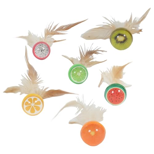Generisch Cat Ball Toys, Interactive Toy for Indoor Cats, Mixed Bouncy Ball with, Kitten Teething Toys | Bouncy Balls for Cats,Fruit Design Interactive | 6 Pieces, Kitten Activity Play von Generisch
