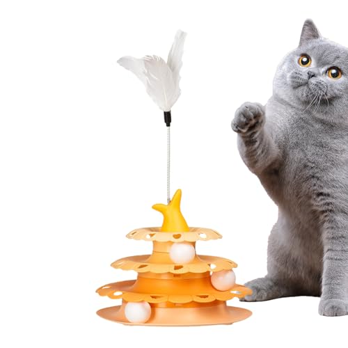 Generisch Cat Track -Bälle, interaktive Katzenfederspielzeug - Selbsthappigkeit Haustier Turntable mit Feder Teaser,Kätzchen Roller Spielzeugballstreck Generisch Cat Track -Bälle, interaktive Katzenfederspielzeug - Selbsthappigkeit Haustier Turntable mit Feder Teaser,Kätzchen Roller Spielzeugballstreck von Generisch