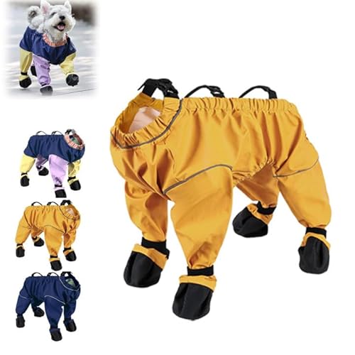 Generisch Dirty Proof Pet Paws Protector, 2025 New Dog Boots Leggings Waterproof Dog Pants, Dog Raincoat with Boots, Dirty-Proof Dog Outdoor Walking Running Hiking Booties (XL,Yellow) von Generisch