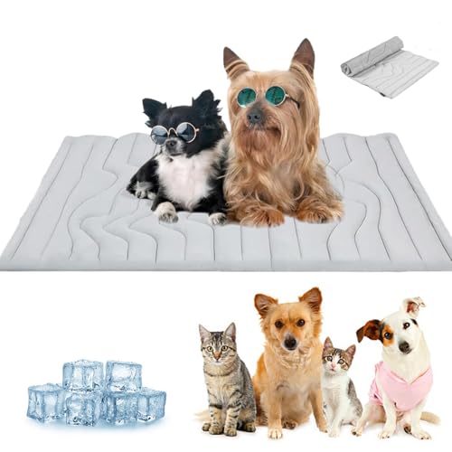 Generisch Dog Cooling Eco-Friendly Mat, Upgraded Pet Cooling Mats for Dogs Cats, Portable Dog Cool Bed for Summer, Cool Mats for Dogs for Bored Indoor Home & Outdoor (Gray,Large) von Generisch