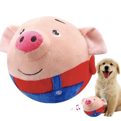 Generisch Dog Toy Ball, Active Moving Pet Plush Toy, Interactive Dog Toy, Active Ball Dog, Toy Plush Ball for Cats and Dogs (Red Pig) von Generisch