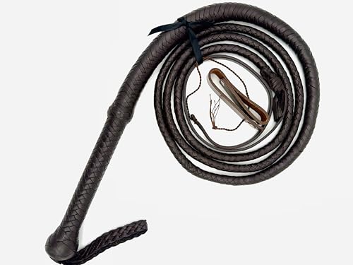 Generisch Echte Bullenlederpeitsche Bullwhip in Braun in 3FT bis 10FT, handgemacht mit 12 Stränge (8FT ~ 244cm) von Generisch