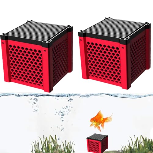 Generisch Eco-Aquarium Wasserreiniger-Würfel, Aquarium-Würfel, Filter-Reinigungströge, Aktivkohle-Filterwürfel für Aquarien, Pferdetröge (2 Stück, rot) von Generisch