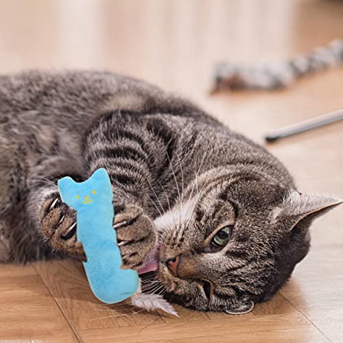 Generisch Fancy Claws Kissen Haustier Haustiere Katze Interaktives Katzenminze Zähne Schleifen Haustierspielzeug Leine-integriert Toy (Sky Blue, 10x4.5 cm) von Generisch
