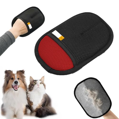 Generisch Fell Magnet Handschuh — Fellmagnet, Katzen Haarentferner, 2025 New Pet Hair Remover Glove Welpenpflegehandschuhe, Haustierzubehör, Tierhaarentferner Handschuh Schuppenwerkzeug (Rot) von Generisch