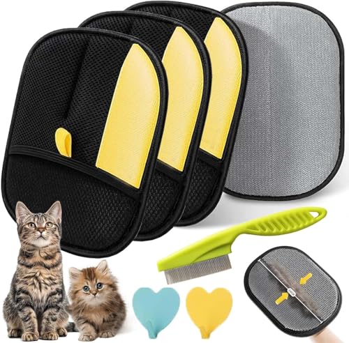 Generisch Fellmagnet, Fell Magnet Handschuh, Wiederverwendbare, Doppelseitiger Tierhaarentferner für Katzen & Hunde, Tierhaarhandschuhe zum Reinigen von Kleidung und Möbeln ﻿ (3 Stück) von Generisch