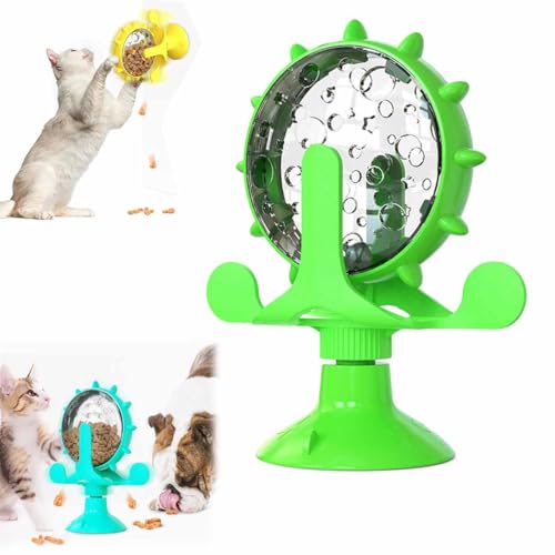 Generisch Food Spinning Windmill, Rotating Food Dispenser, Food Spinning Windmill for Cats - Interactive Cat Toy, Fun and Engaging Pet Activity (Grün) von Generisch