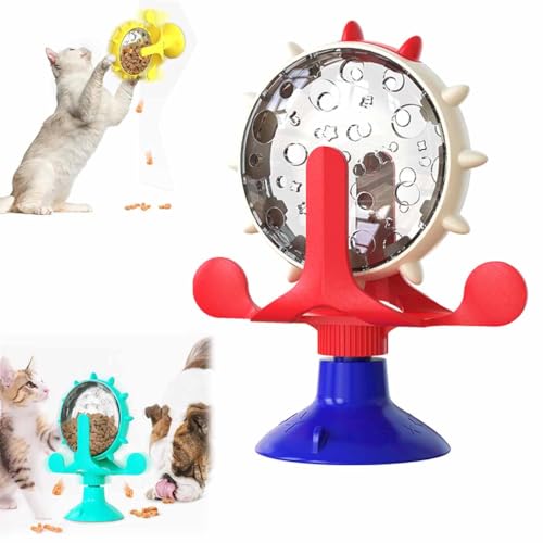 Generisch Food Spinning Windmill, Rotating Food Dispenser, Food Spinning Windmill for Cats - Interactive Cat Toy, Fun and Engaging Pet Activity (rot) von Generisch