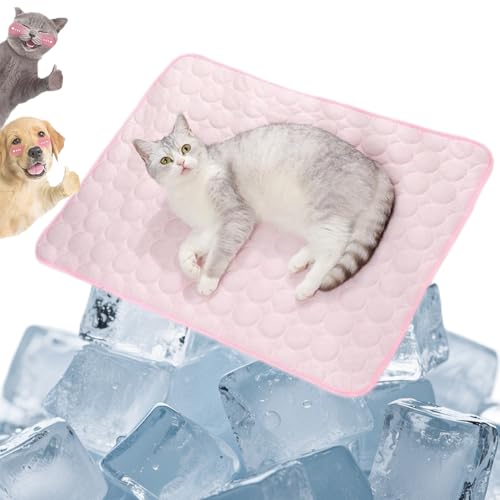 Generisch Furry Basics Dog Cooling Mat, Furrybasics Coolingmat, Summer Indoor Pet Cool Pad with Thickened Anti-Scratch Design, Washable Self-Cooling Ice Silk Mat for Dogs Cats (Pink,Small) von Generisch