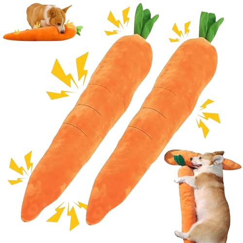 Generisch Giant Carrot Dog Toy, 29.5in Plush Carrot Chew Toy, with Makes Interesting Noises, Interactive Dogs Toys, for Aggressive Chewers and Small Dogs (2Pcs) von Generisch