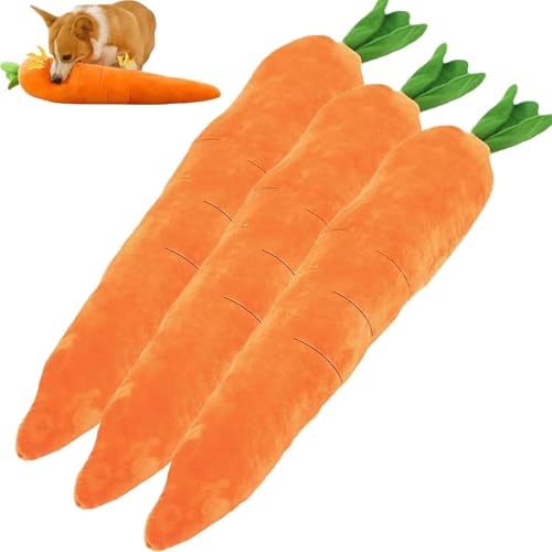 Generisch Giant Carrot Dog Toy, Calming Carrot Dog Toy, Squeaky Tug Toy with No Stuffing, for Indoor Small Meidum Large Dogs(3pcs) von Generisch