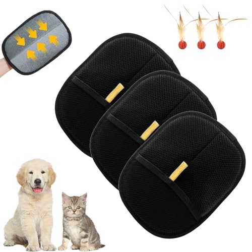 Generisch Goalintent Tierhaarentferner Handschuh, 2025 Neues Doppelseitiges Elektrostatik-Handschuh Set, Wiederverwendbar für Hunde & Katzen, Fellpflege & Möbelreinigung (3pc-B) von Generisch