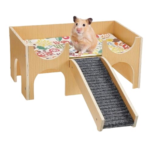 Generisch Hamsterhäuser Und Verstecke | Holzhaus | 2-stöckiges Versteck Mit Treppe | Kleintierhaus | Hamsterhaus Für Igel, Hamster Und Meerschweinchen von Generisch
