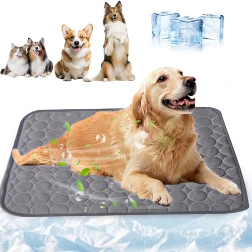 Generisch Große Kühlmatte Hund Katze,Selbstkühlende Hundekühlmatte,Eisseide Kühlmatte für Hunde Katze, Waschbares Hundematte, für Zuhause Unterwegs oder im Auto (Dark Gray 70 * 55cm-L) von Generisch