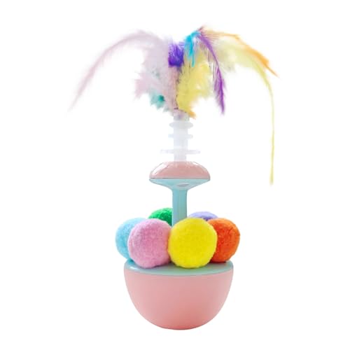 Generisch Interactive Cat Toys for Indoor Cats, Wobble Stimulation Kitty Cat Toy to Keep Them Busy for Bored Adult Cats Self Play, Cute and Funny Kitten Feathers & Ball Toys (Pink) von Generisch