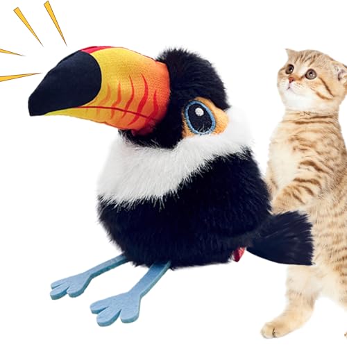 Generisch Interaktives Zwitschernder Vogel Katzenspielzeug, Interaktives Katzenspielzeug Mit Flattern Und Zwitschern, USB Wiederaufladbar, Aktivierbar Zur Förderung Von Jagdtraining Und Selbstspiel von Generisch
