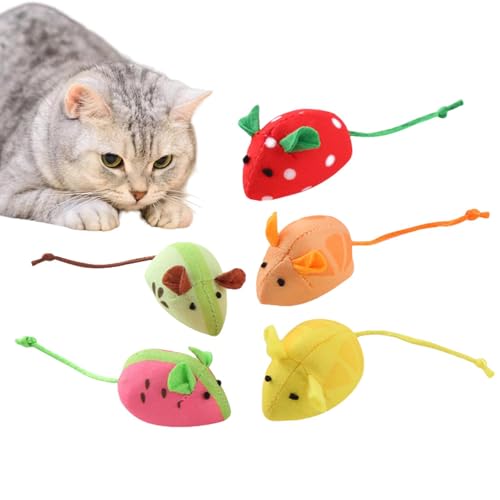 Generisch Kätzchen-Plüschspielzeug, weiches Katzenspielzeug - Süßes Kissenspielzeug Plüschspielzeug | Beißspielzeug, interaktives Katzenspielzeug, Cartoon-Maus, weiches Haustierspielzeug, 5 Stück, von Generisch