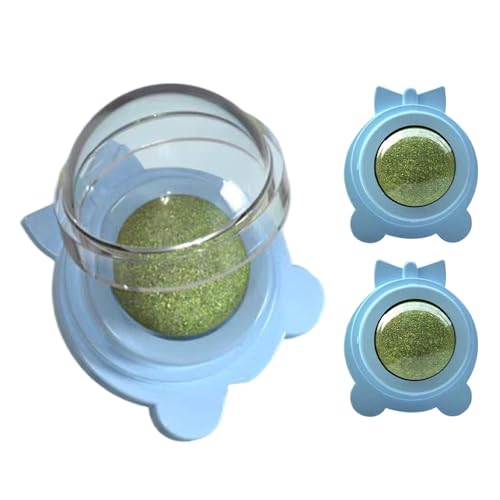 Generisch Katze Nip -Kugeln kleben an der Wand, Katzenministerkugeln für Innenkatzen - Katzenzähne Reinigung Spielzeug,Safe Silvervine Healthy Catnip Entertainment Rotatable Toys lecken von Generisch
