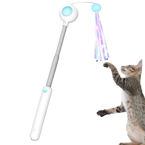 Generisch Katzen Feder Spielzeug,Interaktive Katzenangel Mit Teleskopstab - Interaktives Haustierspielzeug Mit Teleskopstab Für Bewegungsspiel Draußen, Wohnung, Wohnzimmer, Reise von Generisch