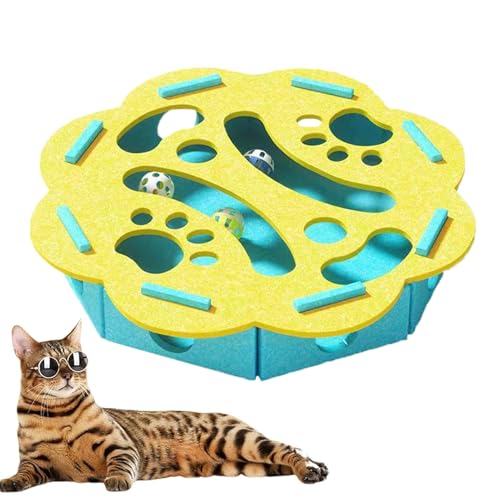 Generisch Katzen Puzzle Futterball | Filz Intelligenzspielzeug Für Jagtspiel Indoor | Spielspaß Zur Förderung Und Bewegung Für Kätzchen | Bei Langeweile Für Füttern Schlafzimmer Balkon Reisen Zuhause von Generisch