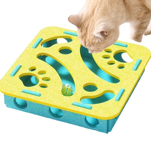 Generisch Katzen Puzzle Futterball | Filz Intelligenzspielzeug Für Jagtspiel Indoor | Spielspaß Zur Förderung Und Bewegung Für Kätzchen | Bei Langeweile Für Füttern Schlafzimmer Balkon Reisen Zuhause von Generisch