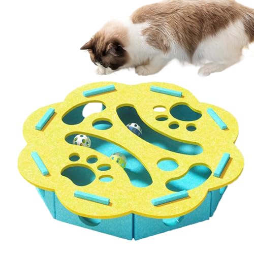 Generisch Katzen Puzzle Futterball | Filz Intelligenzspielzeug Für Jagtspiel Indoor | Spielspaß Zur Förderung Und Bewegung Für Kätzchen | Bei Langeweile Für Füttern Schlafzimmer Balkon Reisen Zuhause von Generisch