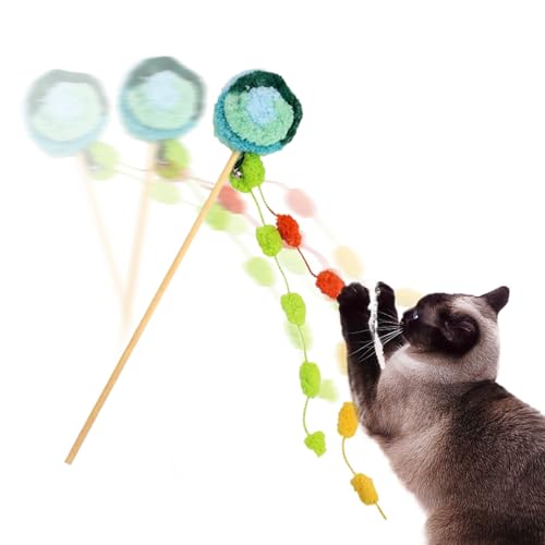 Generisch Katzenangel - Lollipop Kätzchen Bewegungsspielzeug | Angel Mit Klingel Zur Beschäftigung Gegen Langeweile Für Drinnen Draußen Haus Wohnung Katze von Generisch