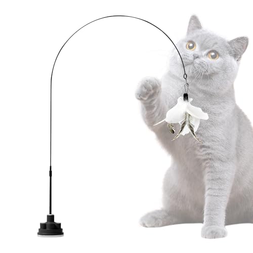 Generisch Katzenangel Spielzeug, Katzenangel Mit Glöckchen, Unzerstörbares Interaktives Kätzchenspielzeug Mit Saugnapf Zur Beschäftigung Gegen Langeweile von Generisch