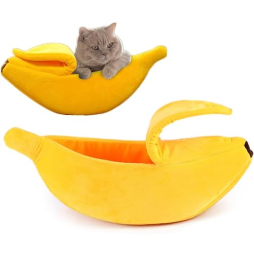 Generisch Katzenbett in Bananenform, Haustier Hängematte, Kreative Banana Hundebetten Bett Haus warm Haustier Hängematte Kleintier Hundebetten für Kleintier Haustier Hamster (S - 40x15cm) von Generisch