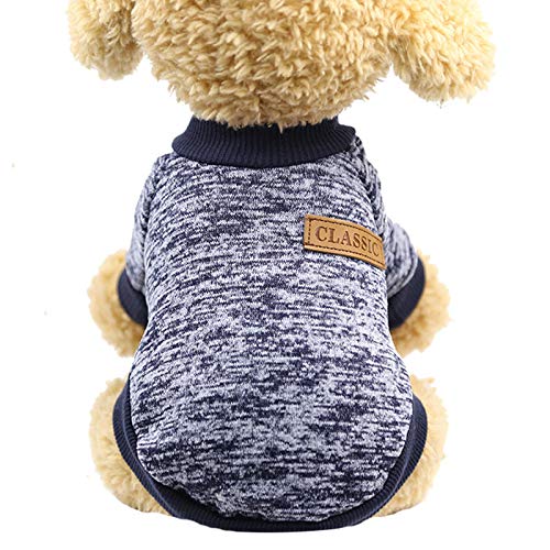 Generisch Katzenkleidung Teddy-Kampfhundehaustierpullover Zweibeiniger Warmer Wollwelpe Haustierkleidung Hundemantel Strick (Navy, S) von Generisch