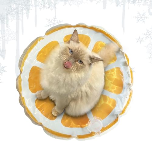 Generisch Katzenkühlmatte, Kühlmatte für Katzen - Bequemes Wasserssensor -Pad,Runde Fruchtmuster Wasserkühlmattenkissen Schlafbeete für Haustier Relief von Generisch