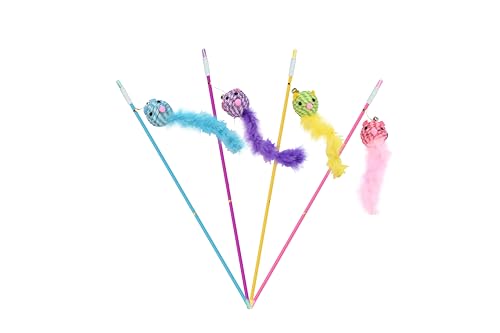 Generisch Katzenspielzeug mit Feder und Glocke, Interaktives Spielzeug für Katzen, Interaktives Katzenspielzeug, 1 Stück Katzenangel, Interaktiv Katzen Zubehör (Blau) von Generisch