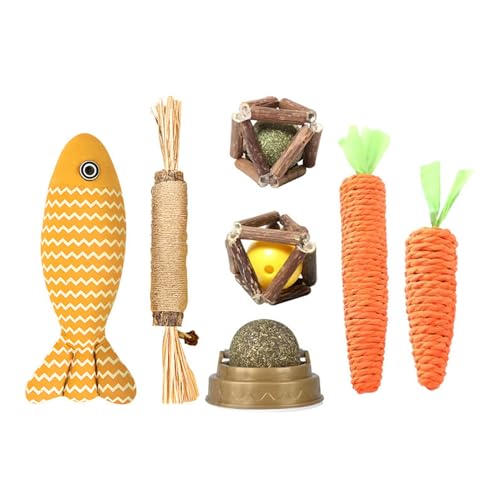 Generisch Kauspielzeug für Katzen, Katze Kauspielzeug, Kätzchen -Kau -Werkzeugset, Interaktive Mundpflege für Haustier -Kau -Zahnreinigungsspielzeug für Innenkatzen von Generisch