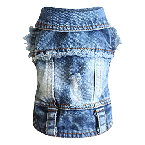 Generisch Kleidung für Haustiere, Katzen Atmungsaktive Frühlingshunde Jean Kleidung Coole Hundemode Hemd Weste Jacke Für Kleine Haustierkleidung Katzen-Outfits Haustier Katzenanzug von Generisch