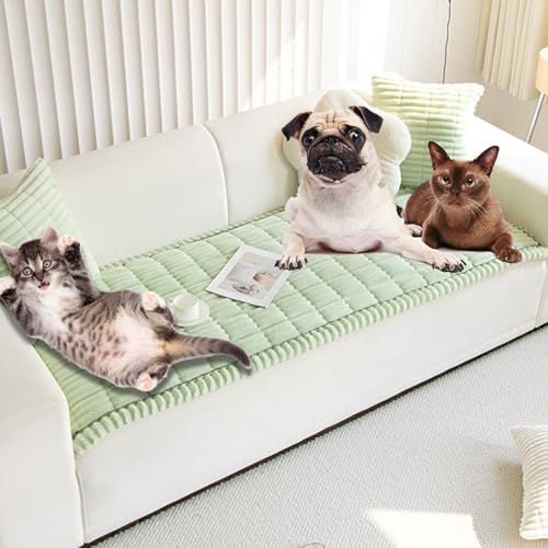 Generisch Lazy Soft Flannel Breathable PetMats Non-Slip Couch Cover, Sofa Blanket Bolster Dog Mat Couch Cover, Suitable for All Pets with Washable Covered (Green,60 * 150cm(23.6 * 59in)) von Generisch