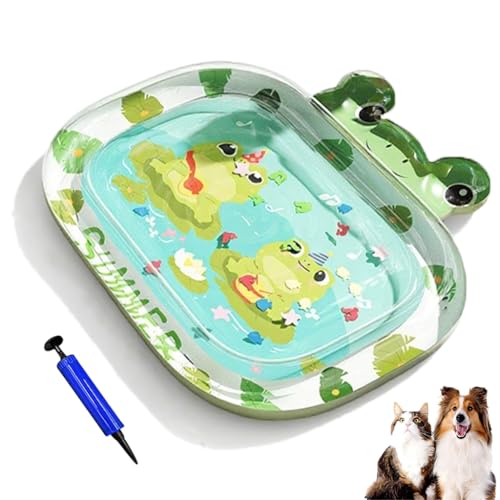 Generisch Neue Verdickung Wassermatte Katzen Kratzfest, Katzen Wassermatte, Katzenpool, Katzen Kühlmatte Katze mit Eine Fahrradpumpe, Haustiere Kühl Halten, Interaktives Spielzeug (D, 71 * 100 cm) von Generisch