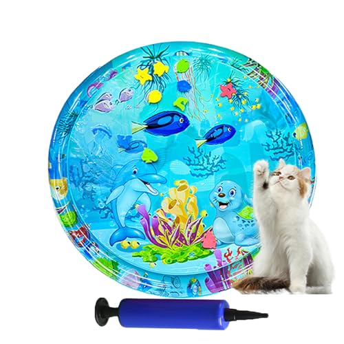 Generisch Ocean Breeze Splashland, Ocean Breeze Splashland Cat Toy, Year-Round Cooling & Warmth, Anti-Scratch Water Mat for Cats (37.4in-B) von Generisch