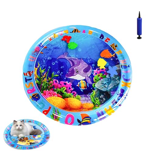 Generisch Ocean Breeze Splashland for Cats, Pet Water Bed, Interactive Sensory Pad with Floating Fish, Cooling Mat for Dogs/Cat, Cool and Comfortable Interactive Water Cushion (D,Small) von Generisch