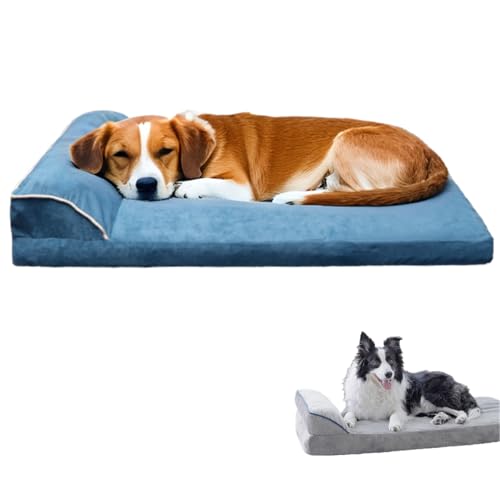 Generisch Orthopedic Dog Bed with headrest,Soft Comfort Pet Bed with Pillow,Supportive Foam Dog Couch Bed for Crate or Home with Removable Washable Cover and Nonskid Bottom (Blue, 120x80cm) von Generisch