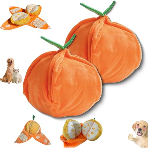 Generisch Peel an Orange Dog Toy, Peel an Orange Snuffle Mat, Squeaky Plush Dog Toy with Crinkle Papers, Orangee Pet Puzzle Toys, Interactive Dogs Toys for Small and Medium Dogs (2PCS) von Generisch